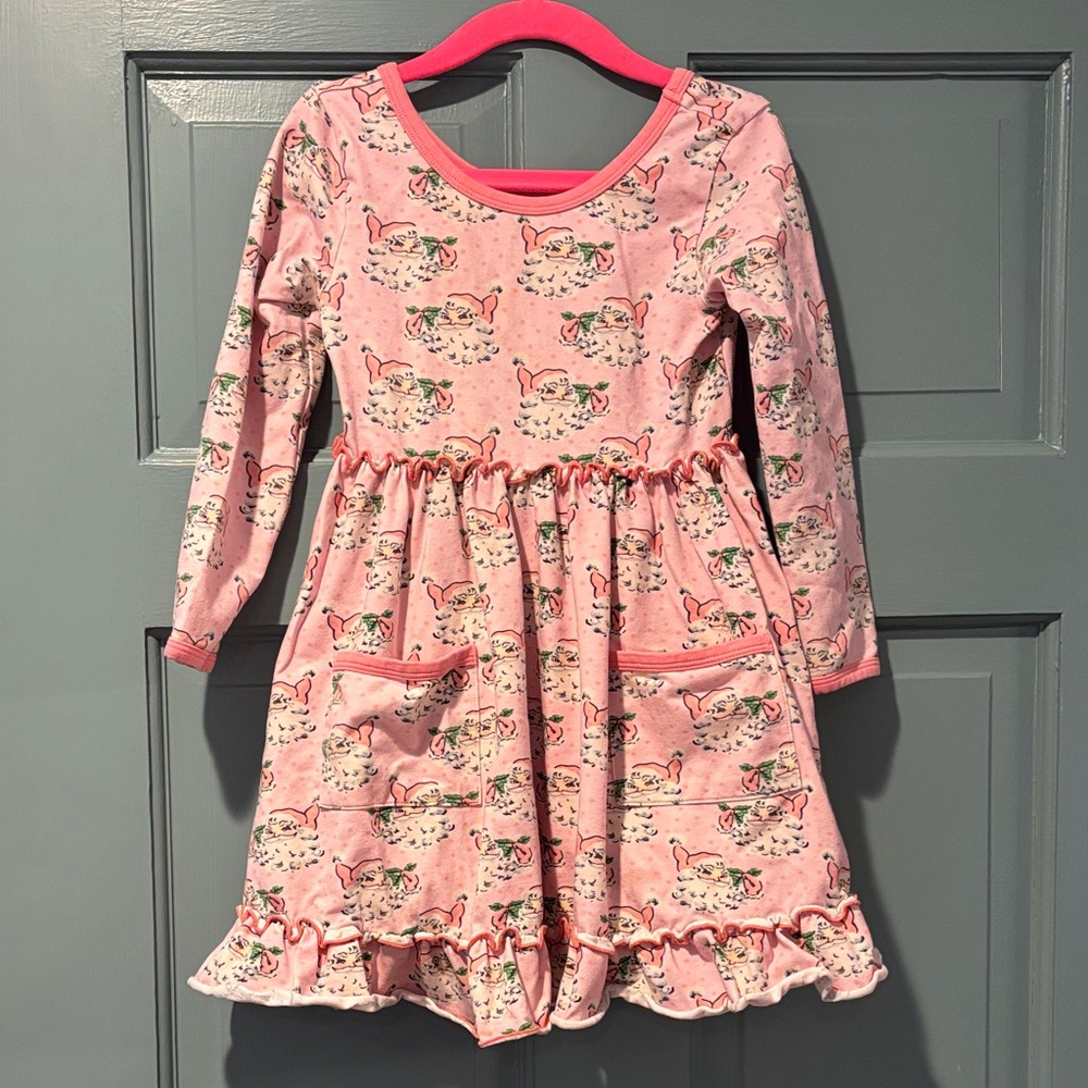 Girls Pink Santa Twirl Dress SG&K Size 4T